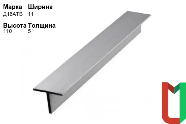Алюминиевый профиль Т-образный 11х110х5 мм Д16АТВ оцинкованный
