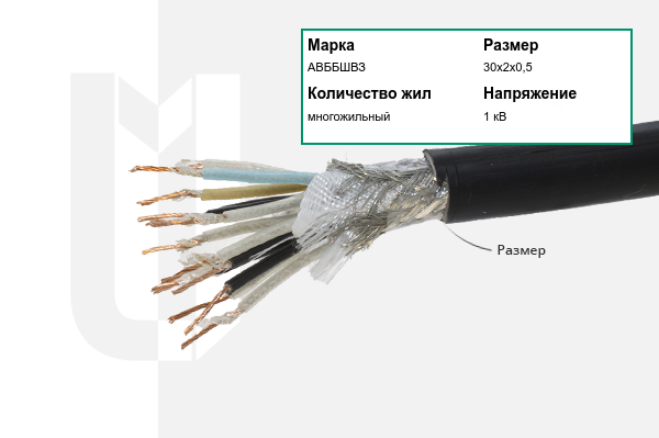 Силовой кабель АВББШВЗ 30х2х0,5 мм
