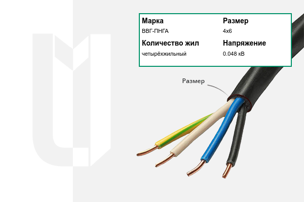Силовой кабель ВВГ-ПНГА 4х6 мм